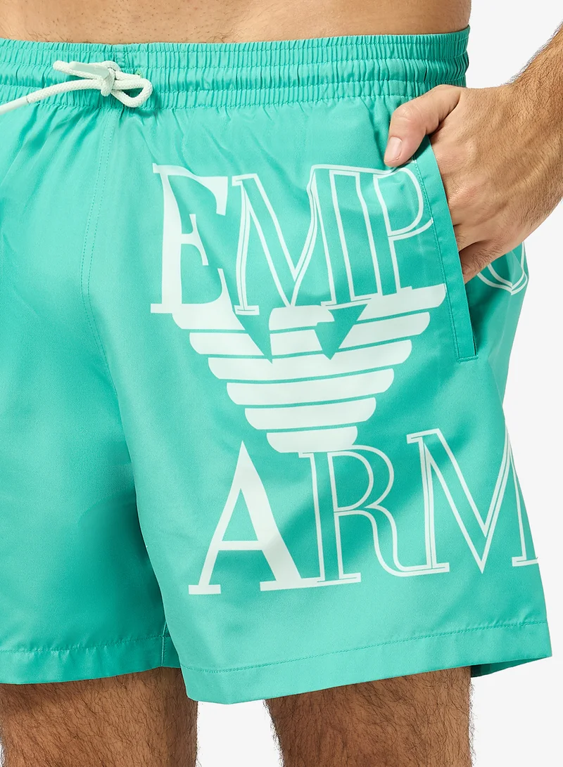 EMPORIO ARMANI  Graphic Drawstring Swim Shorts for Men | Best Price UAE